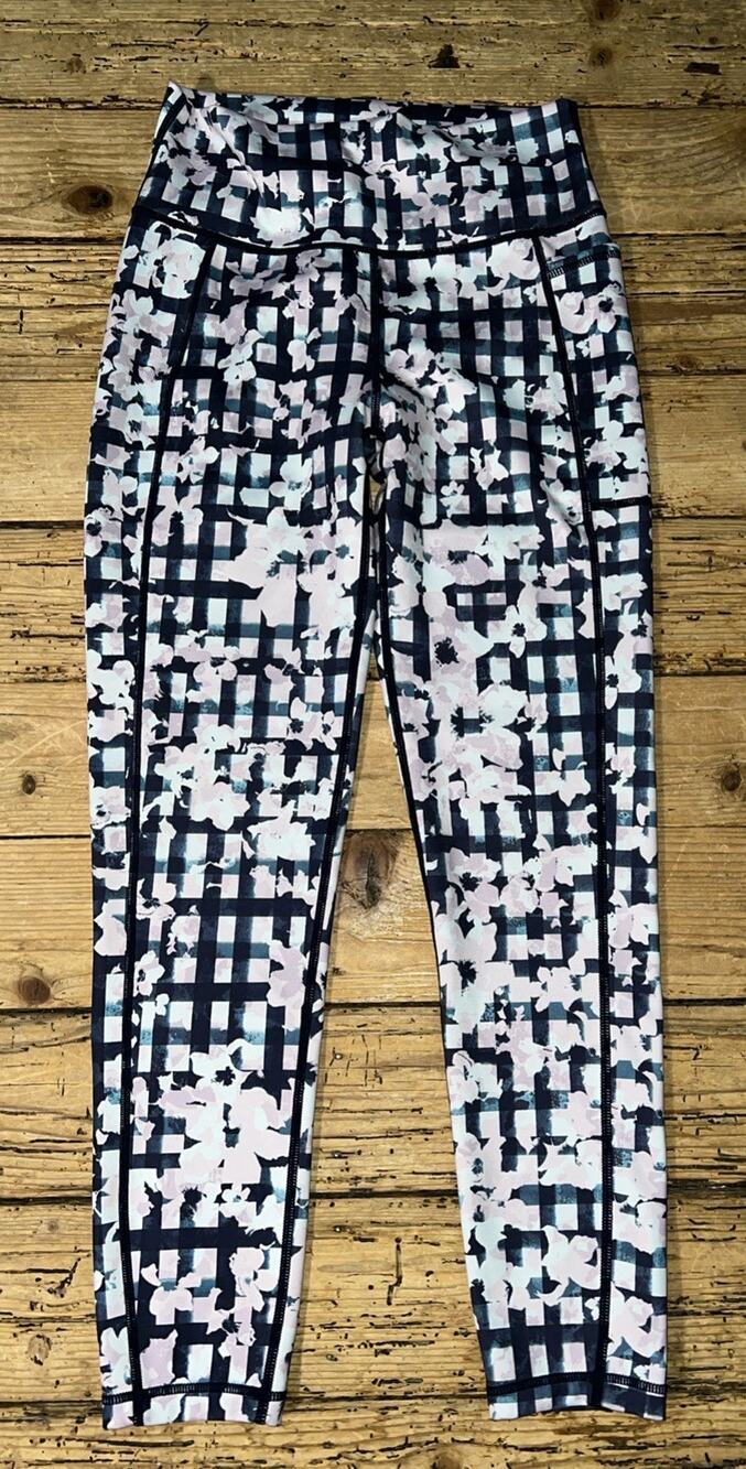 Sweaty Betty Women’s size 4-6 Blue Checkered Super Sculpt 7/8 Leggings